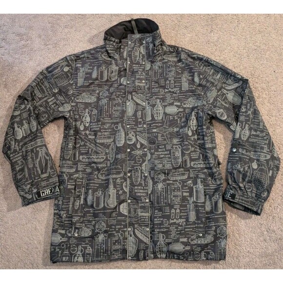 Grenade Fatigue Project All Over Print Black Snowboarding Jacket Men's Large - Picture 1 of 7